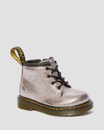 Dr Martens Infant 1460 Crinkle Metallic Šnurovacie Čižmy Detske Ruzove Metal | 9028-ELZOM
